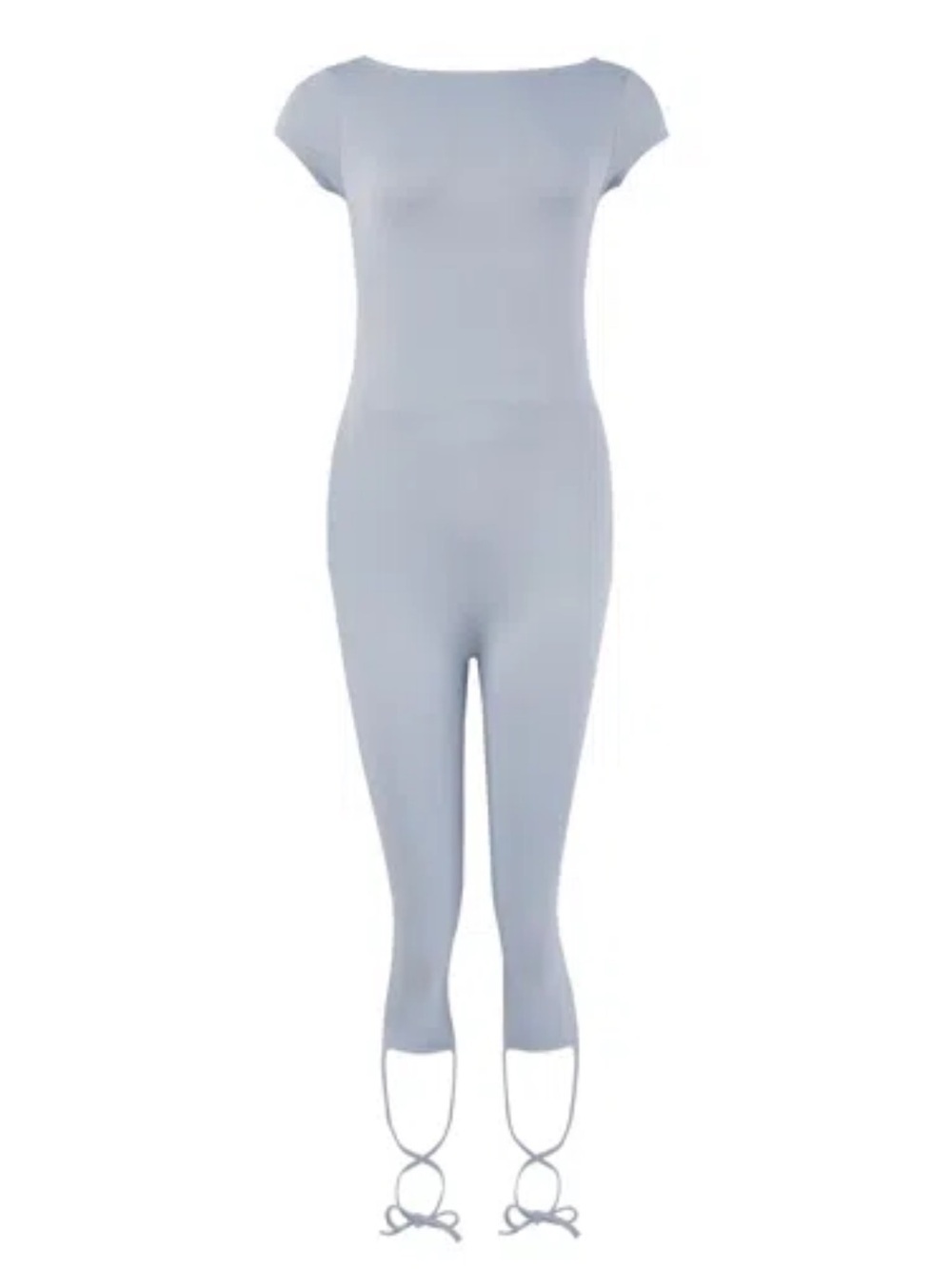 My Mum Made It Lace Back Tie Capri Unitard Bodysuit Jumpsuit Size XS Blue